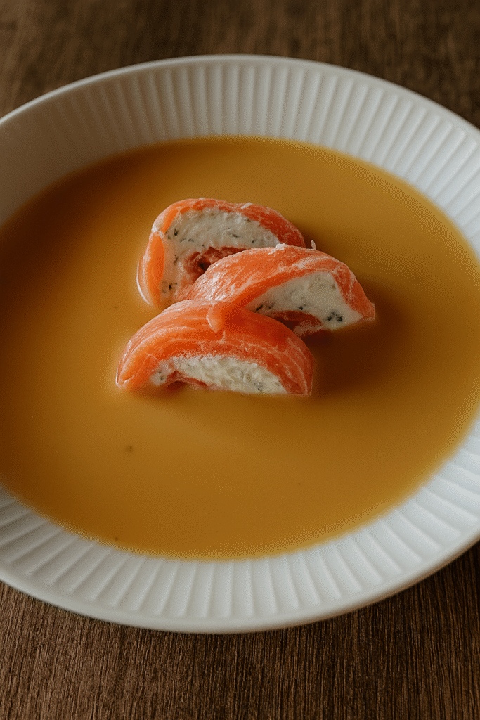 kartoffelcremesuppe angerichtet