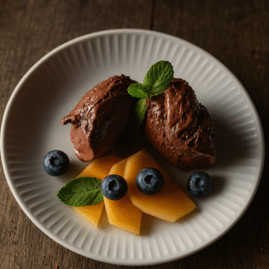 Dunkles Mousse au Chocolat mousse au chocolat angerichtet