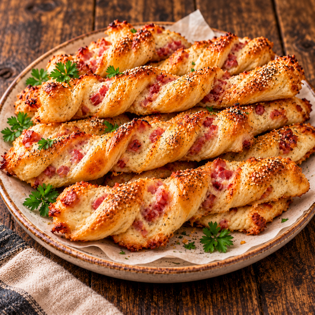 silvester blätterteigstangen mit käse & schinken