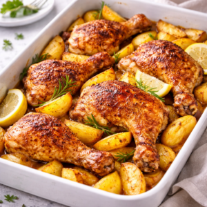 Saftiges Ofen-Hähnchen mit Kartoffeln