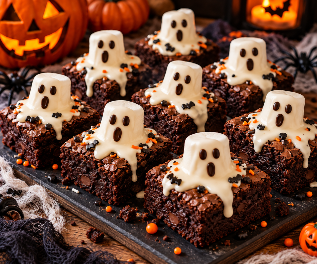 Halloween-Brownies mit Geistern halloween brownies mit geistern