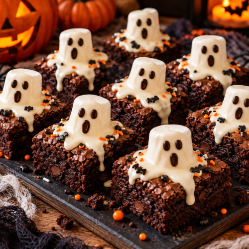 Halloween-Brownies mit Geistern halloween brownies mit geistern