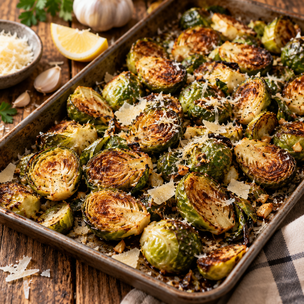 knuspriger rosenkohl aus dem ofen mit parmesan
