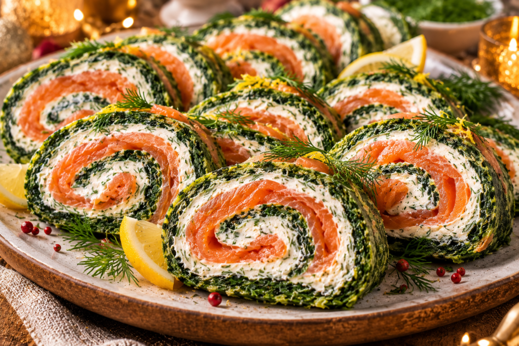 lachs spinat rolle mit frischkäse